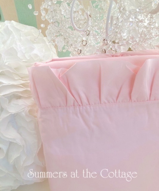 BABY PINK RUFFLE EDGE SHEET SET SHABBY COTTAGE CHIC 